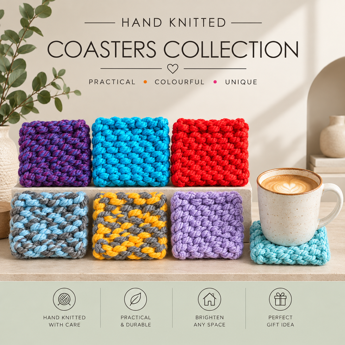 HAND KNITTED COASTERS