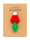GREEN BRICK MAN SANTA CHRISTMAS CARD