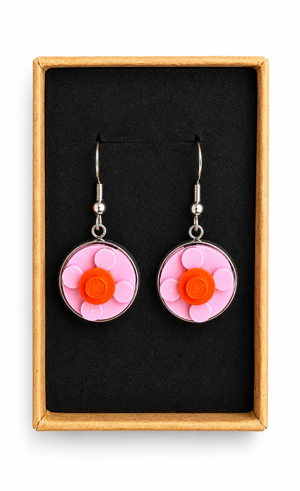 PINK & ORANGE BRICK EARRINGS