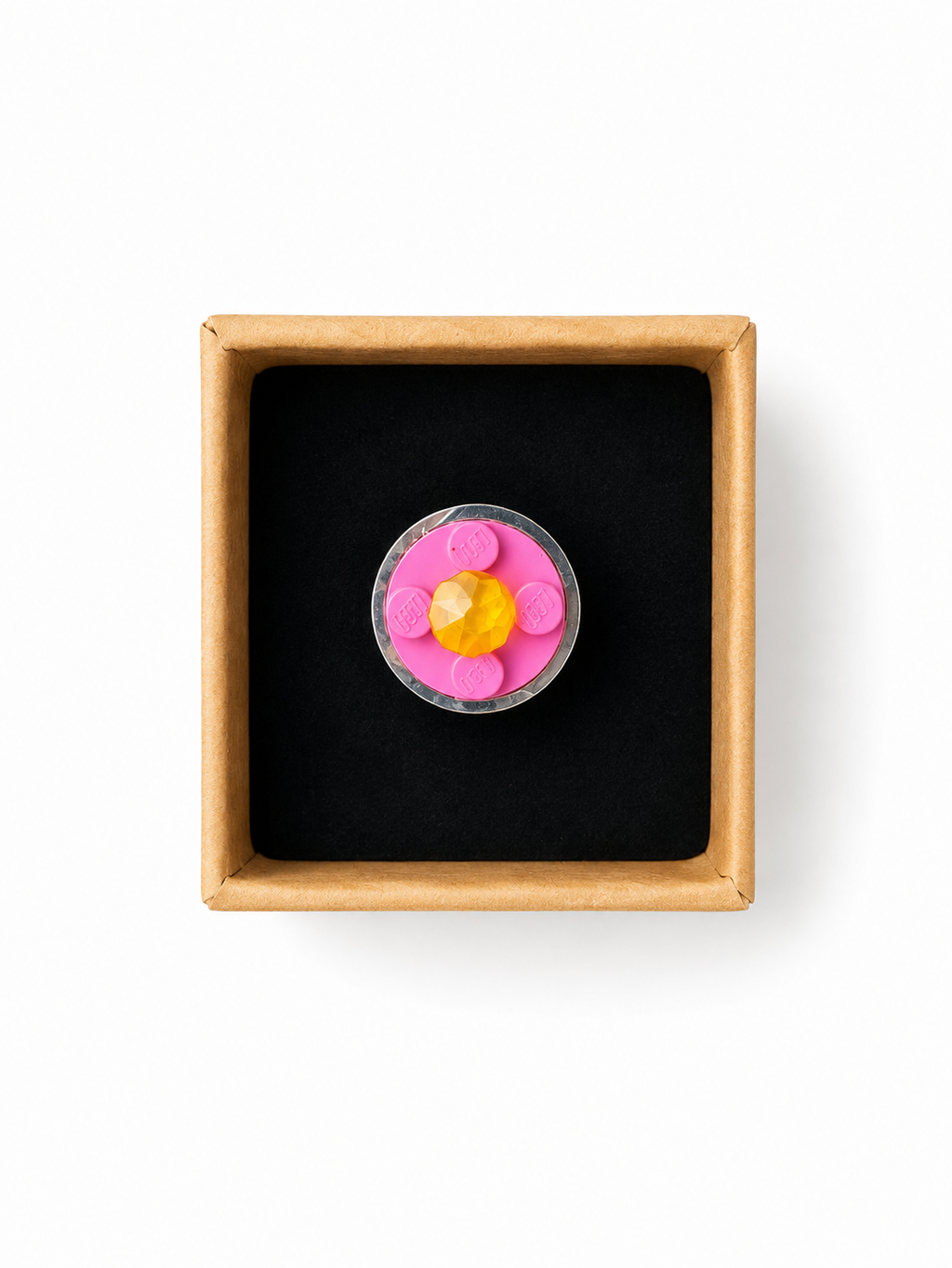 PINK & YELLOW ADJUSTABLE BRICK RING
