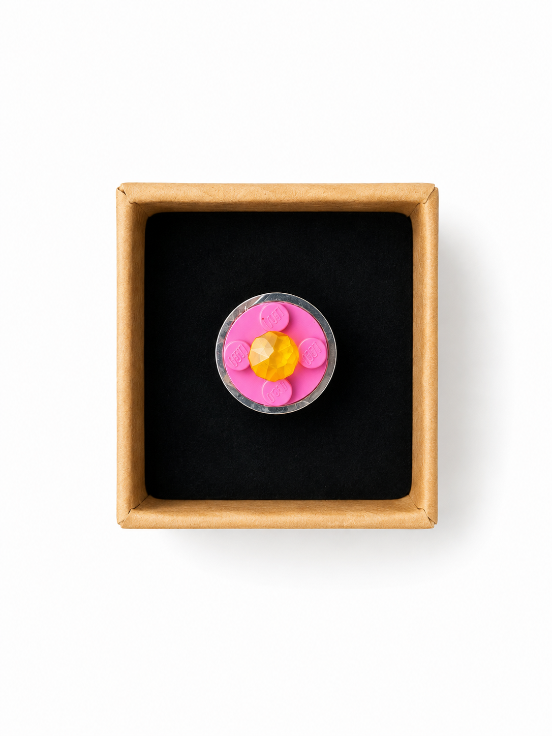 PINK & YELLOW ADJUSTABLE BRICK RING