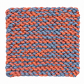 RUST & BLUE HAND KNITTED TRIVET/POT STAND