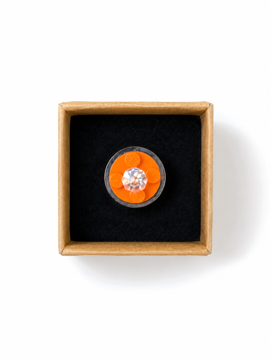ORANGE & CLEAR ADJUSTABLE BRICK RING