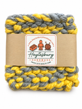 YELLOW & GREY HAND KNITTED COASTER SET