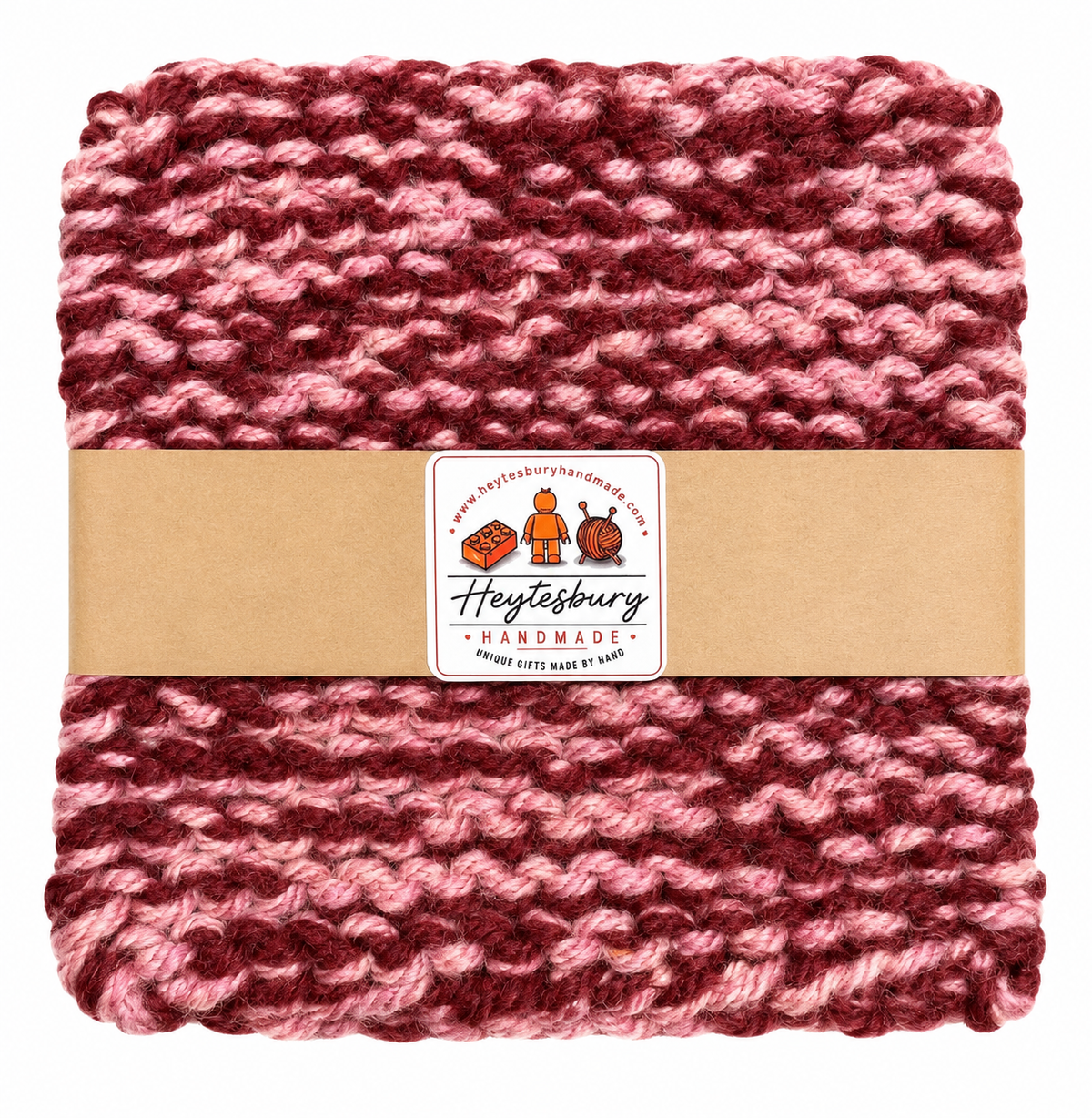 MAROON & PINK HAND KNITTED TRIVET/POT STAND
