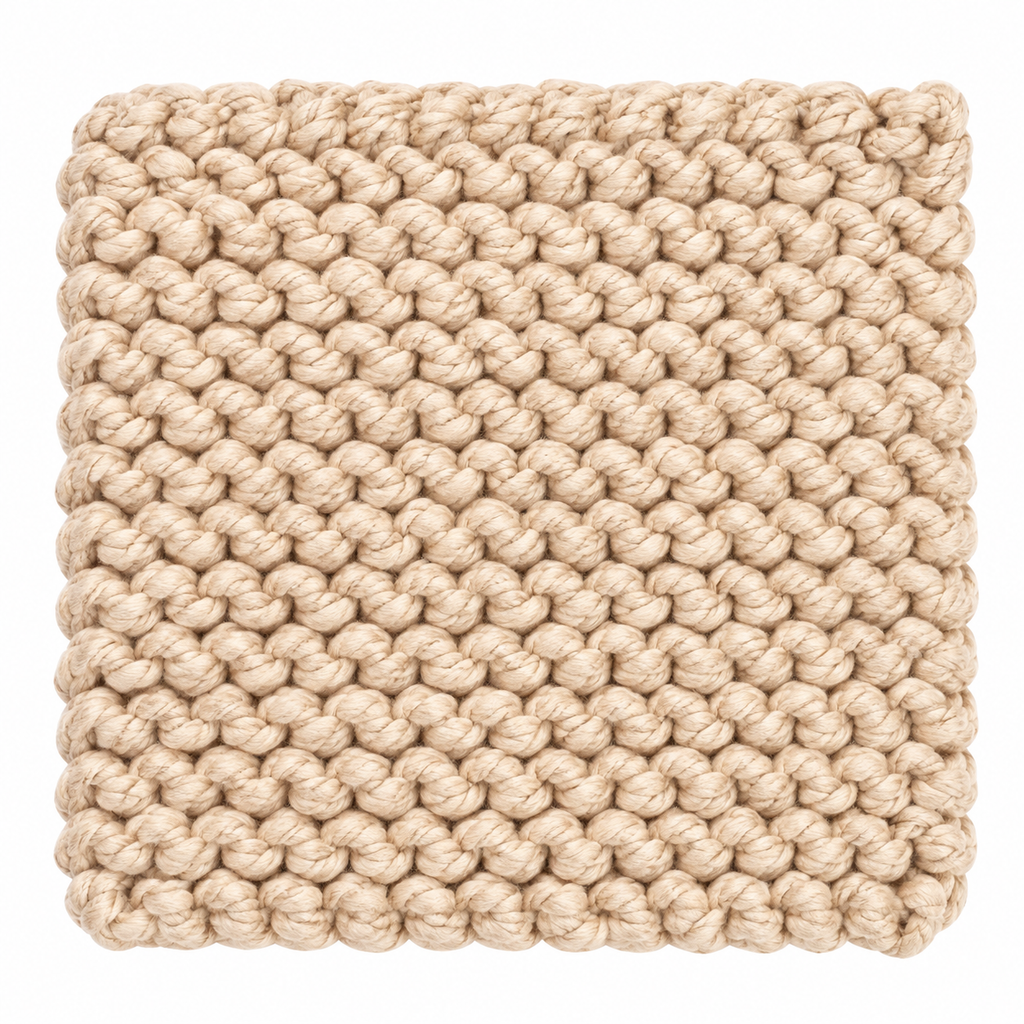 BEIGE HAND KNITTED TRIVET/POT STAND