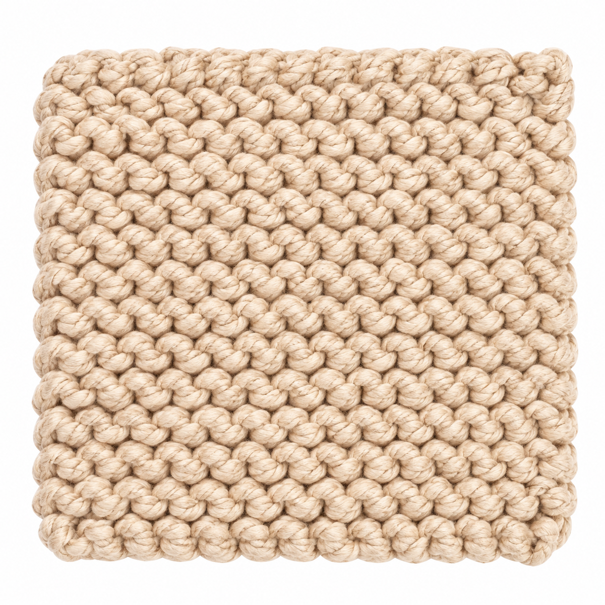BEIGE HAND KNITTED TRIVET/POT STAND