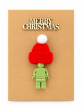SAGE GREEN BRICK MAN SANTA CHRISTMAS CARD
