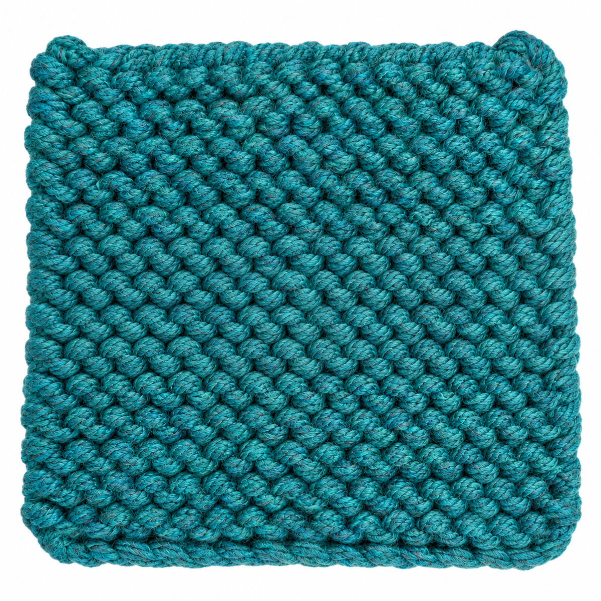 PEACOCK GREEN HAND KNITTED TRIVET/POT STAND