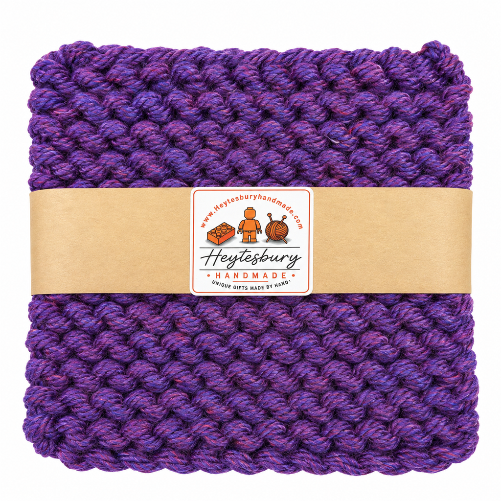 PLUM HAND KNITTED TRIVET/POT STAND
