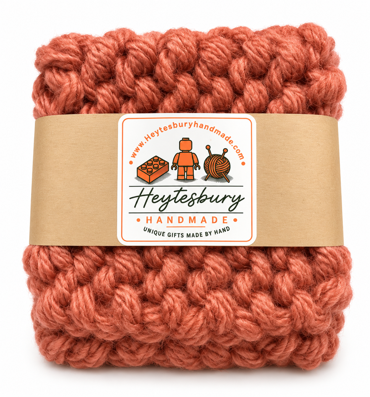 RUST HAND KNITTED COASTER SET