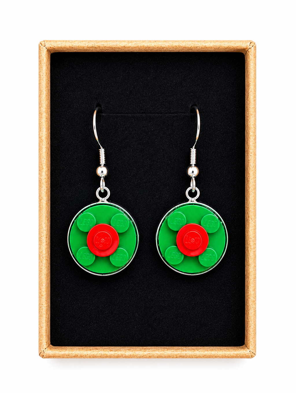 GREEN & RED BRICK EARRINGS