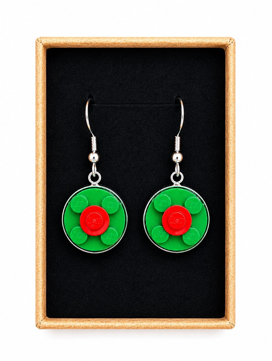 GREEN & RED BRICK EARRINGS