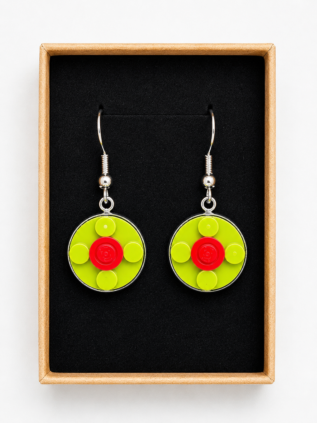 GREEN & RED BRICK EARRINGS
