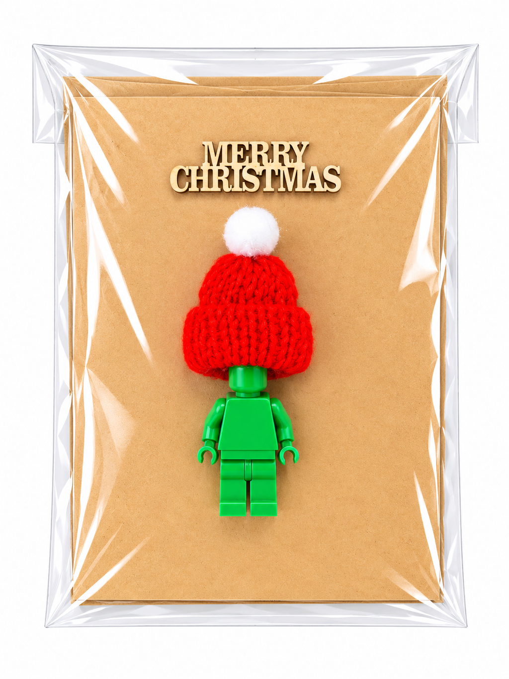 GREEN BRICK MAN SANTA CHRISTMAS CARD