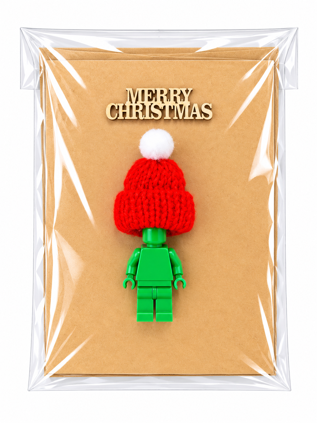 GREEN BRICK MAN SANTA CHRISTMAS CARD