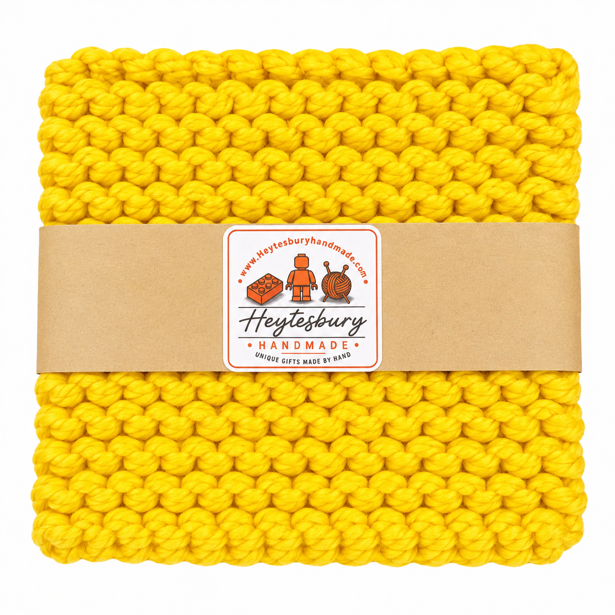 YELLOW HAND KNITTED TRIVET/POT STAND