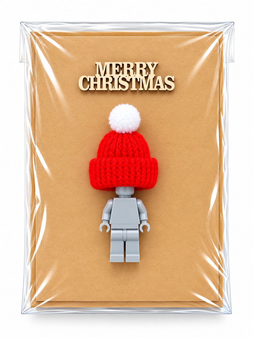 GREY BRICK MAN SANTA CHRISTMAS CARD