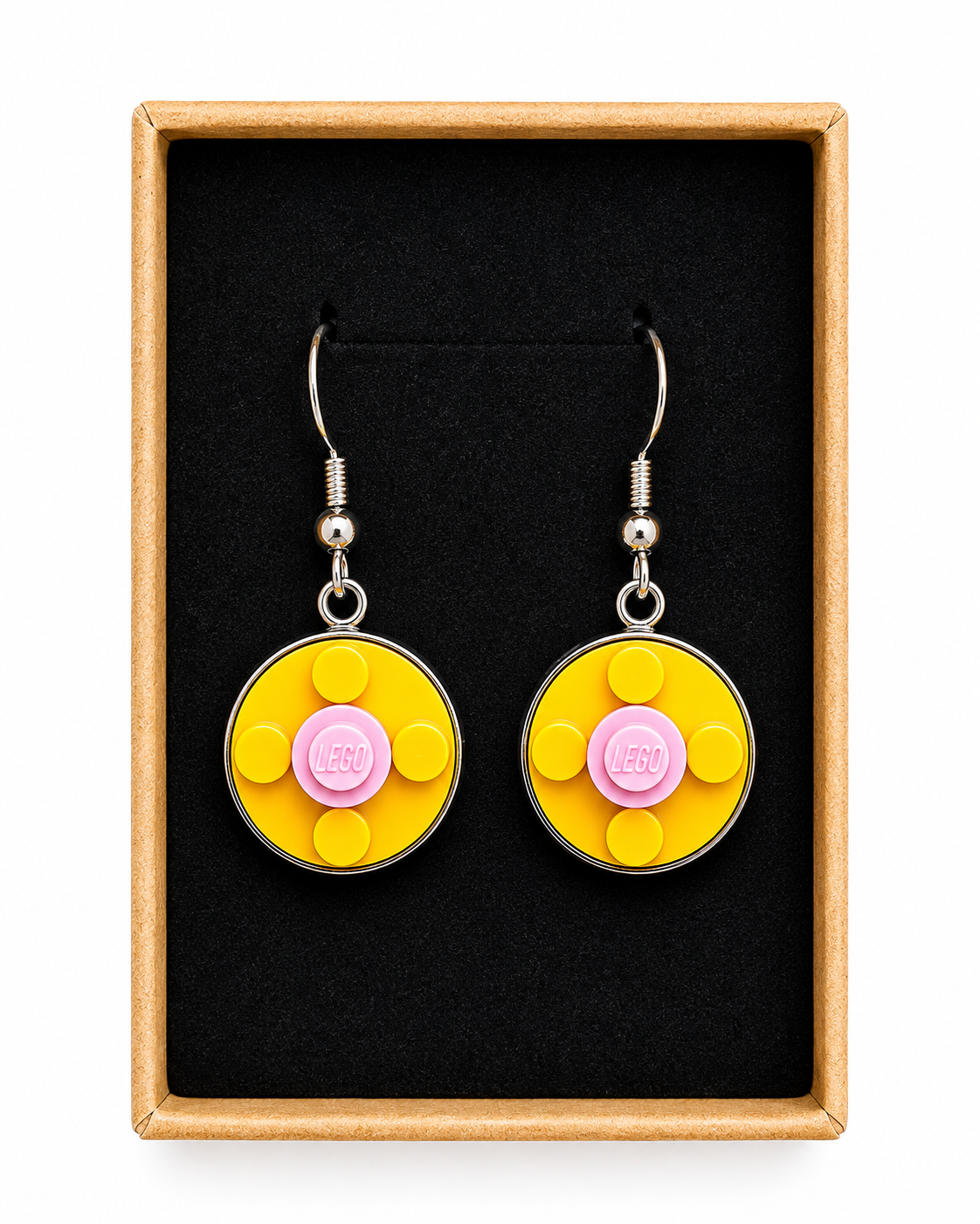 YELLOW & PINK BRICK EARRINGS