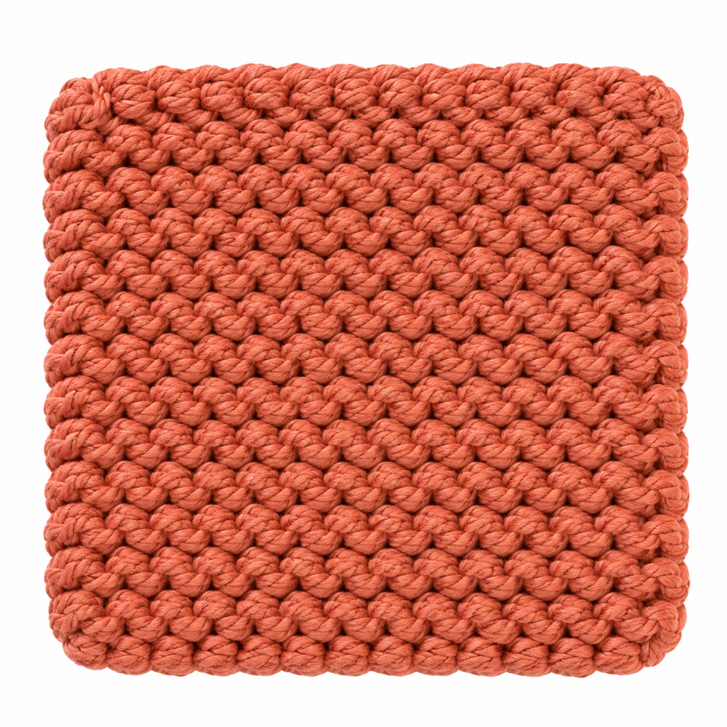 RUST HAND KNITTED TRIVET/POT STAND
