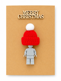 GREY BRICK MAN SANTA CHRISTMAS CARD