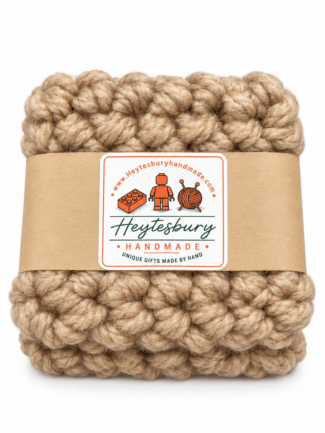 BEIGE HAND KNITTED COASTER SET