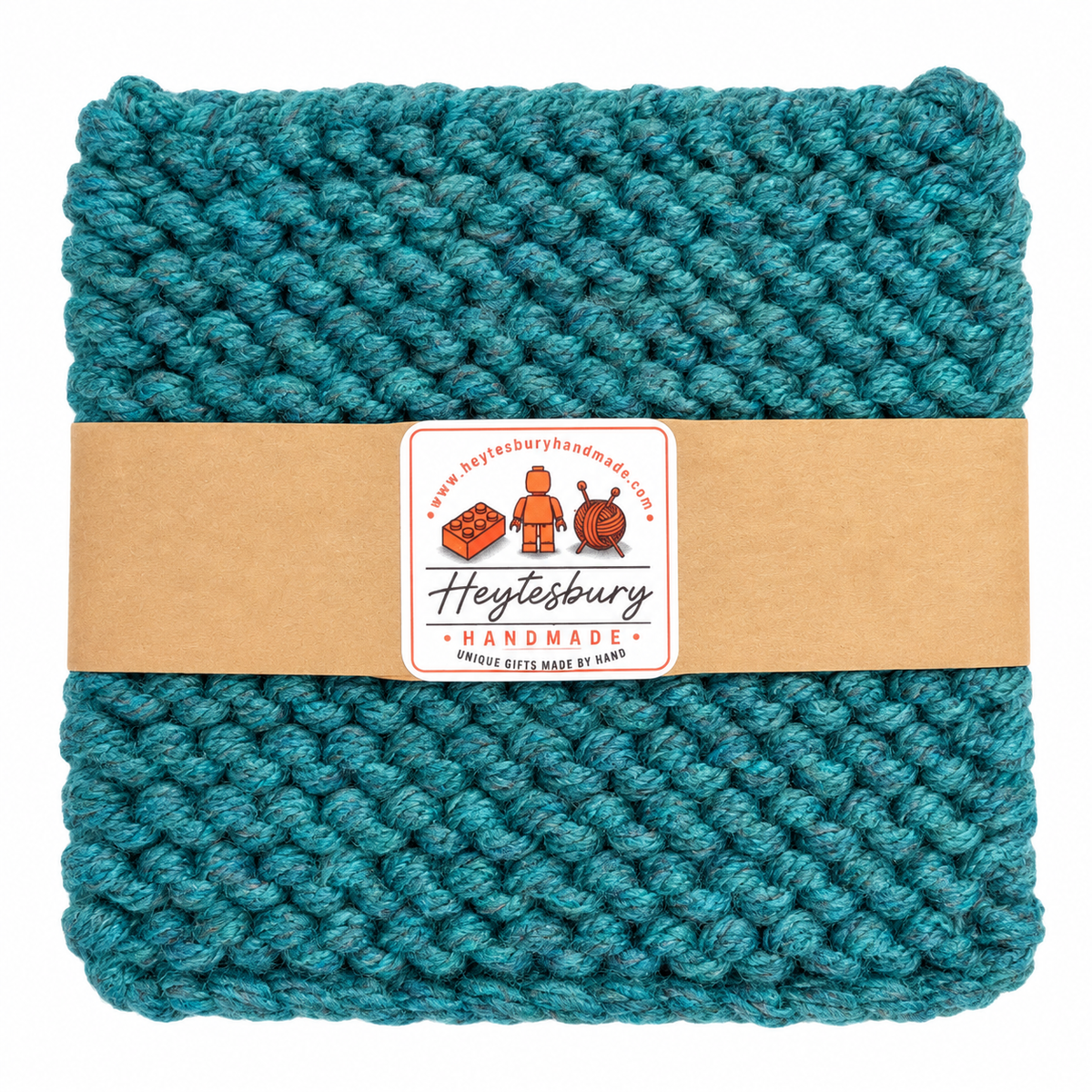 PEACOCK GREEN HAND KNITTED TRIVET/POT STAND
