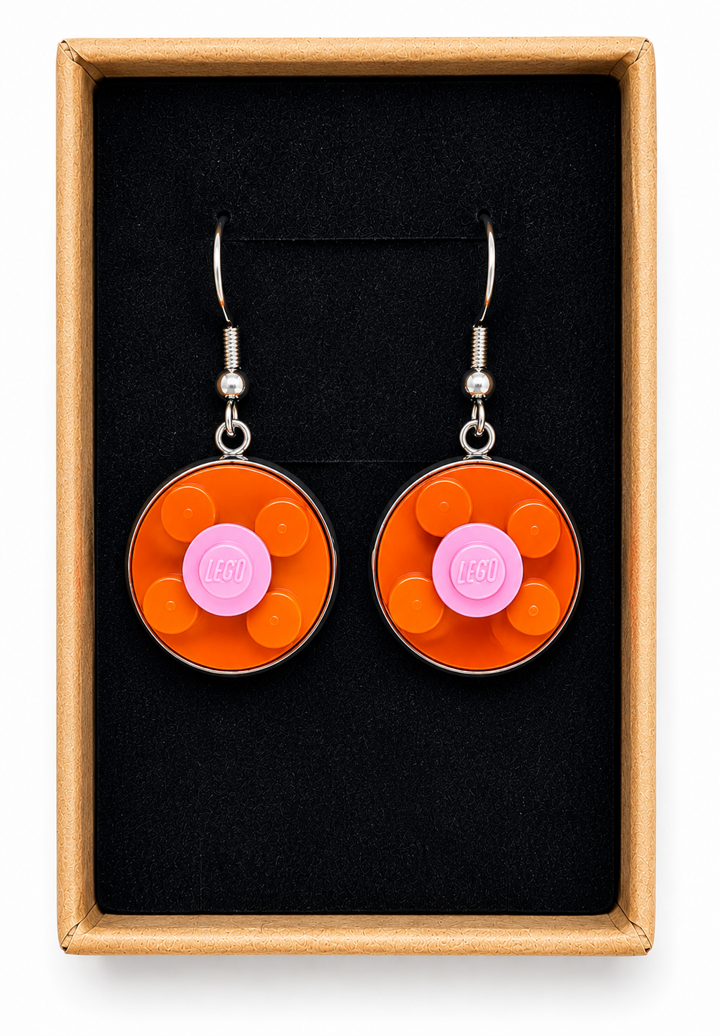 ORANGE & PINK BRICK EARRINGS