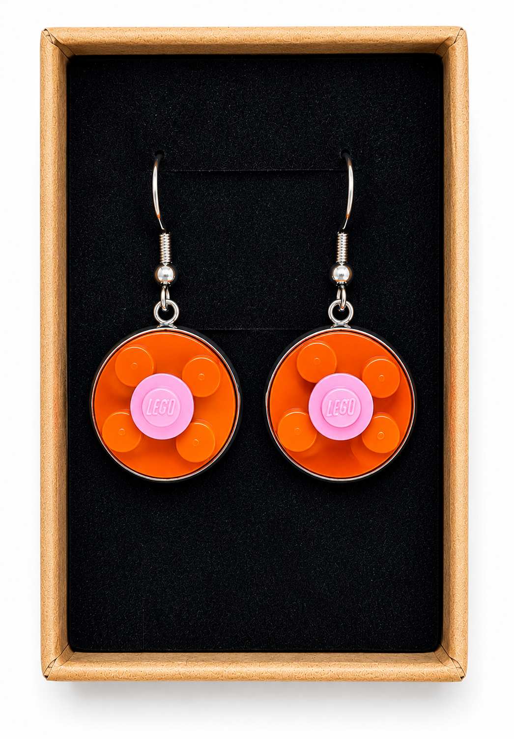 ORANGE & PINK BRICK EARRINGS