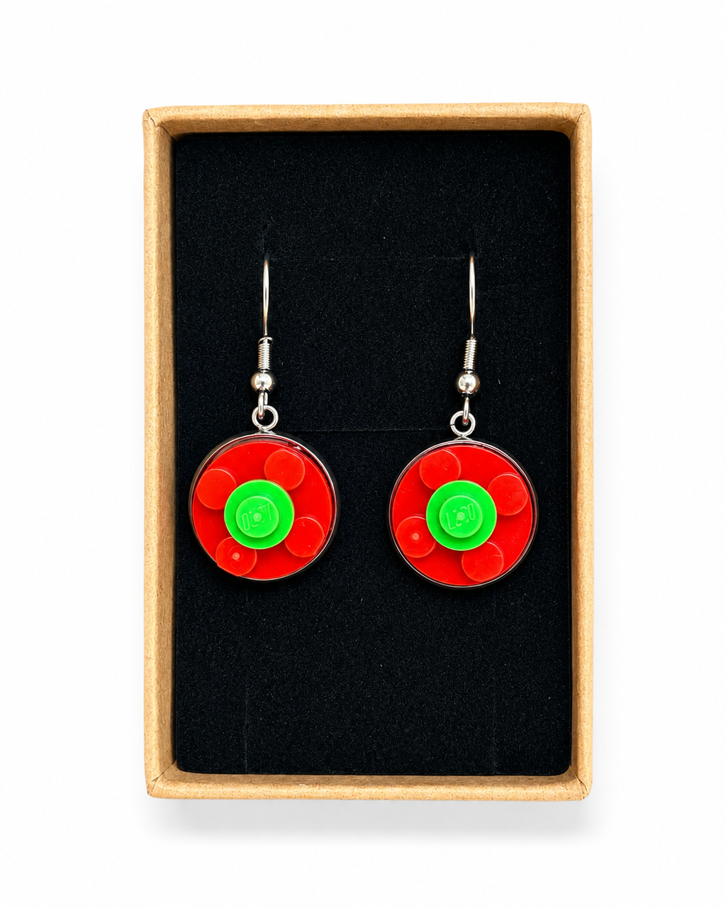 RED & GREEN BRICK EARRINGS