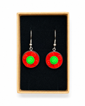 RED & GREEN BRICK EARRINGS
