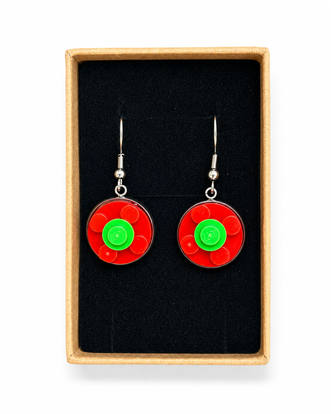 RED & GREEN BRICK EARRINGS
