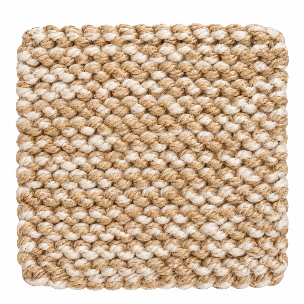 TAN & BEIGE HAND KNITTED TRIVET/POT STAND