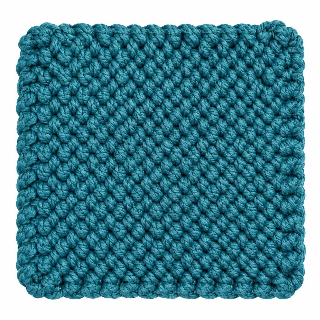 DARK TEAL HAND KNITTED TRIVET/POT STAND