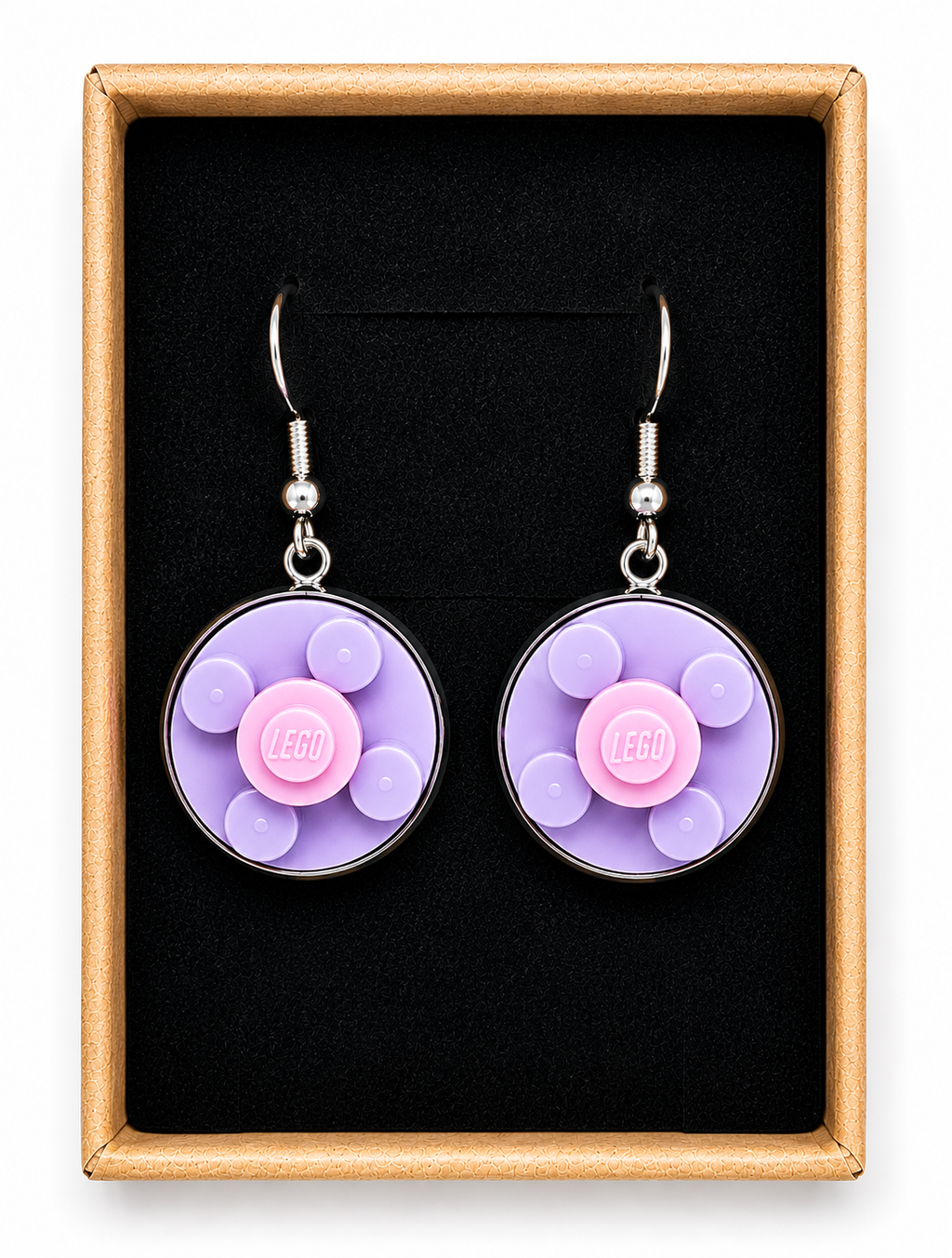 LILAC & PINK BRICK EARRINGS
