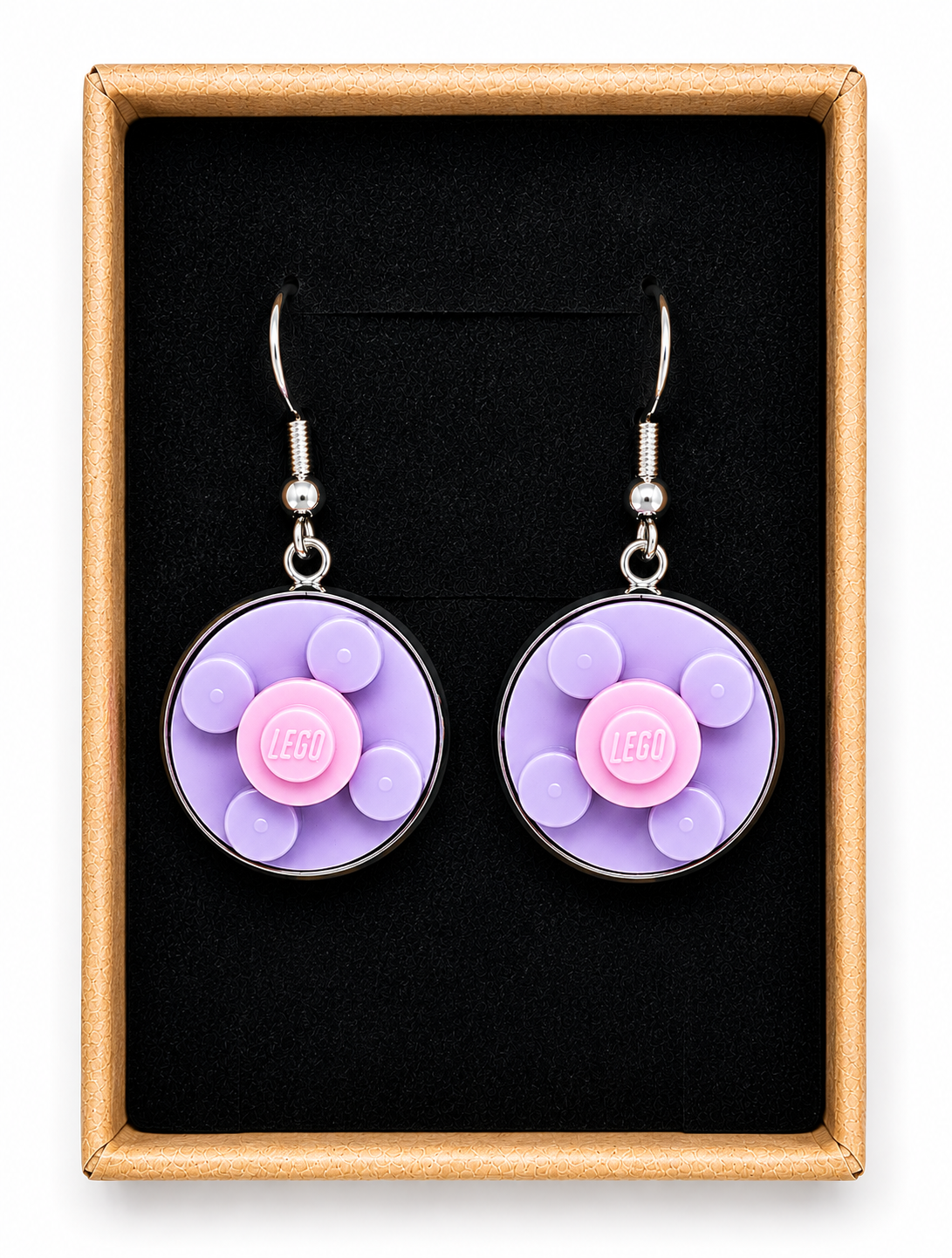 LILAC & PINK BRICK EARRINGS