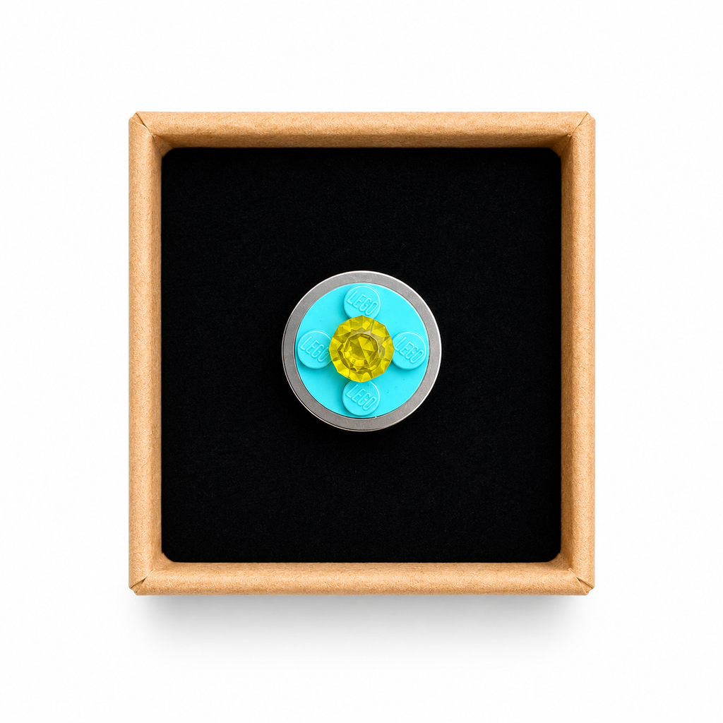 TURQUOISE & YELLOW ADJUSTABLE BRICK RING