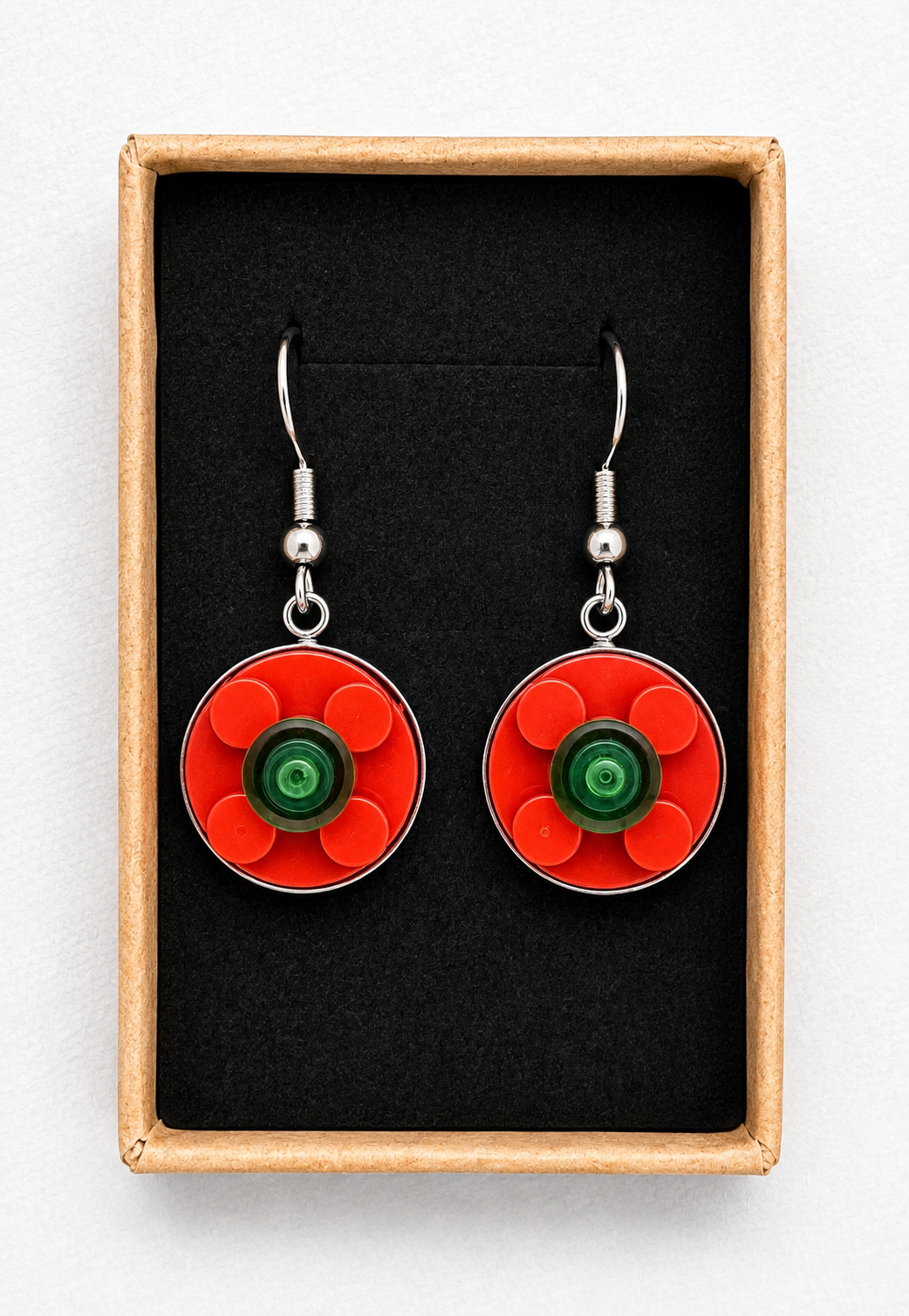 RED & GREEN BRICK EARRINGS
