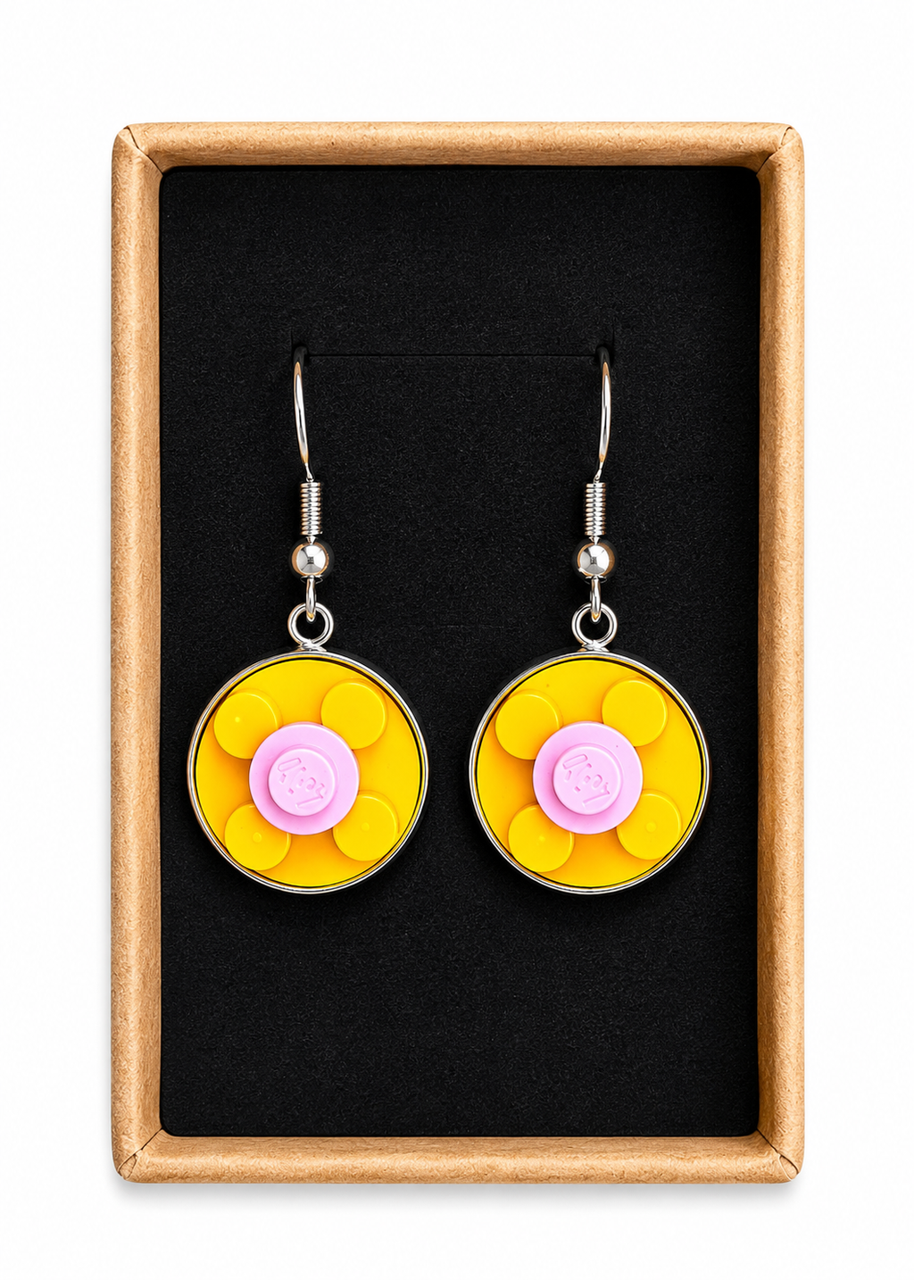 YELLOW & PINK BRICK EARRINGS