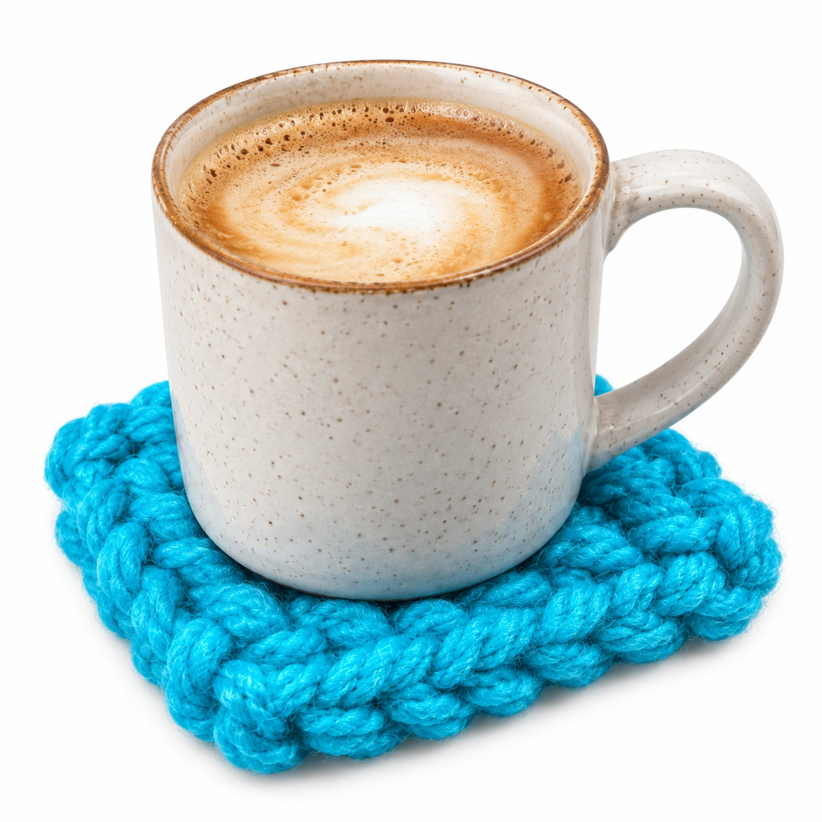 TURQUOISE HAND KNITTED COASTER SET