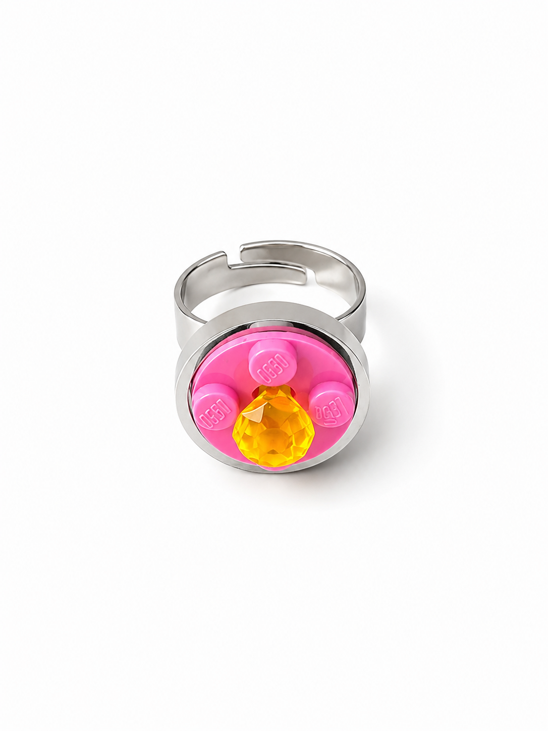 PINK & YELLOW ADJUSTABLE BRICK RING
