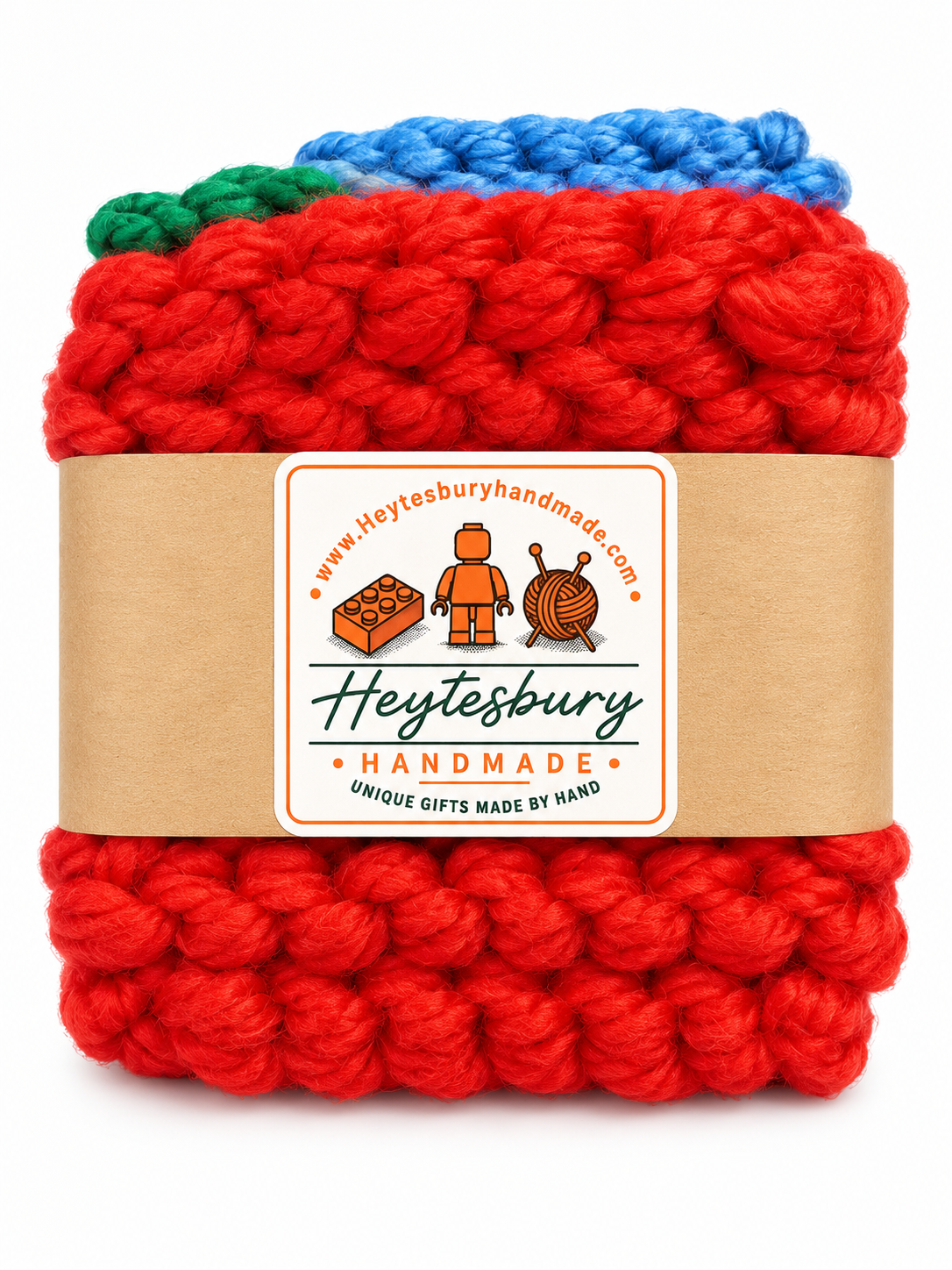 MULTICOLOURED HAND KNITTED COASTER SET