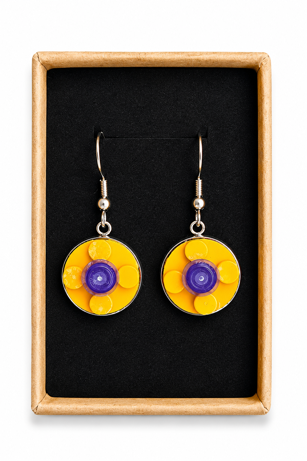 YELLOW & PURPLE BRICK EARRINGS