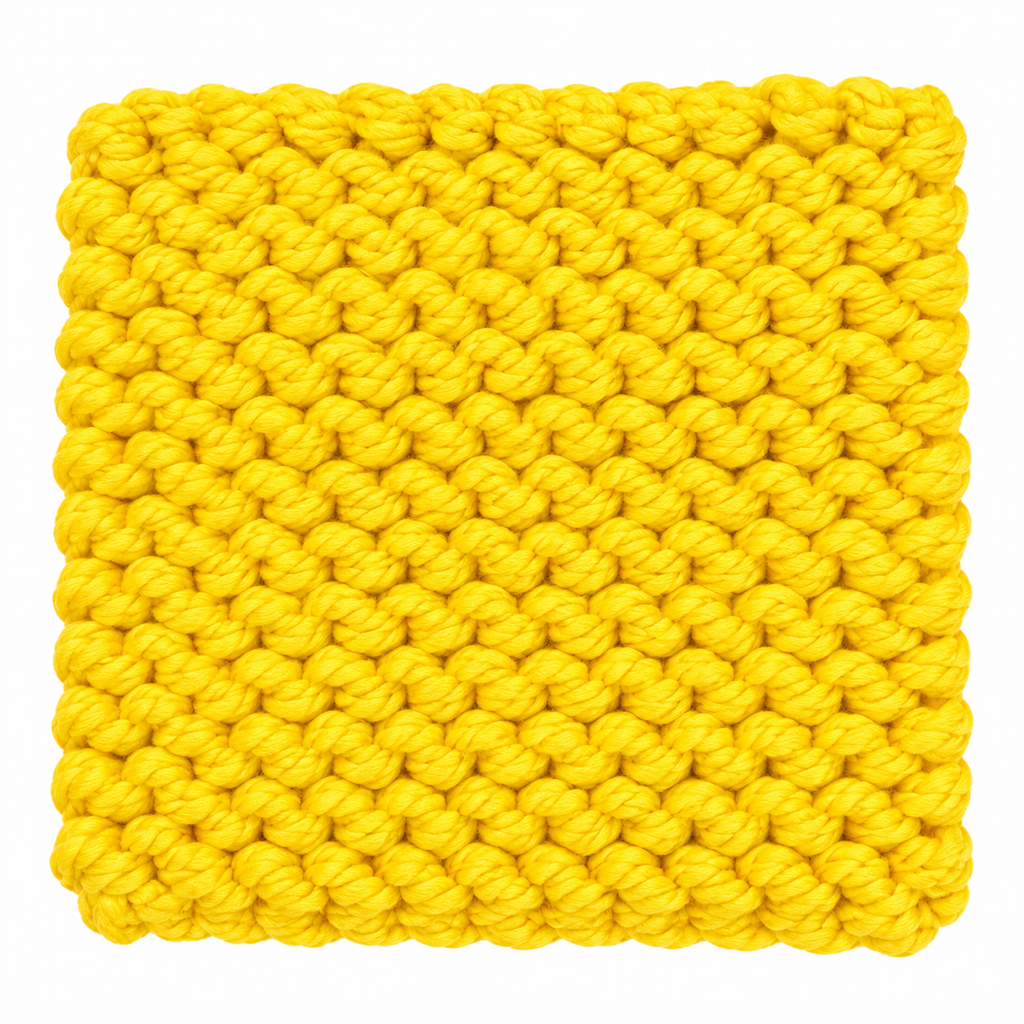 YELLOW HAND KNITTED TRIVET/POT STAND