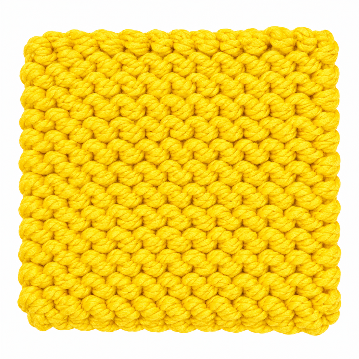 YELLOW HAND KNITTED TRIVET/POT STAND