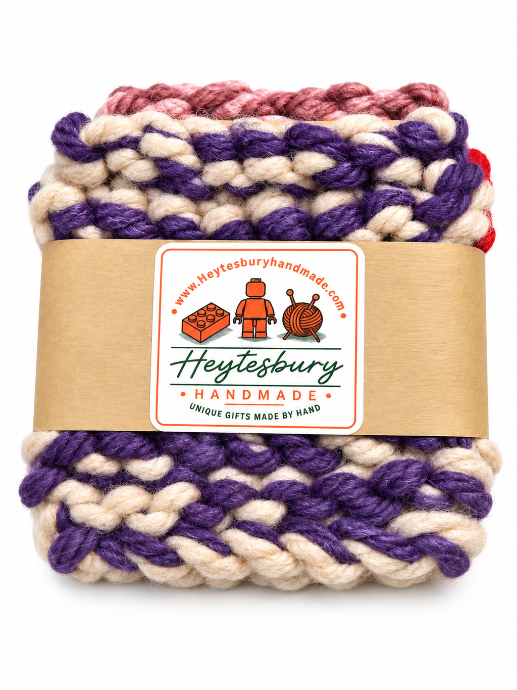MULTICOLOURED HAND KNITTED COASTER SET