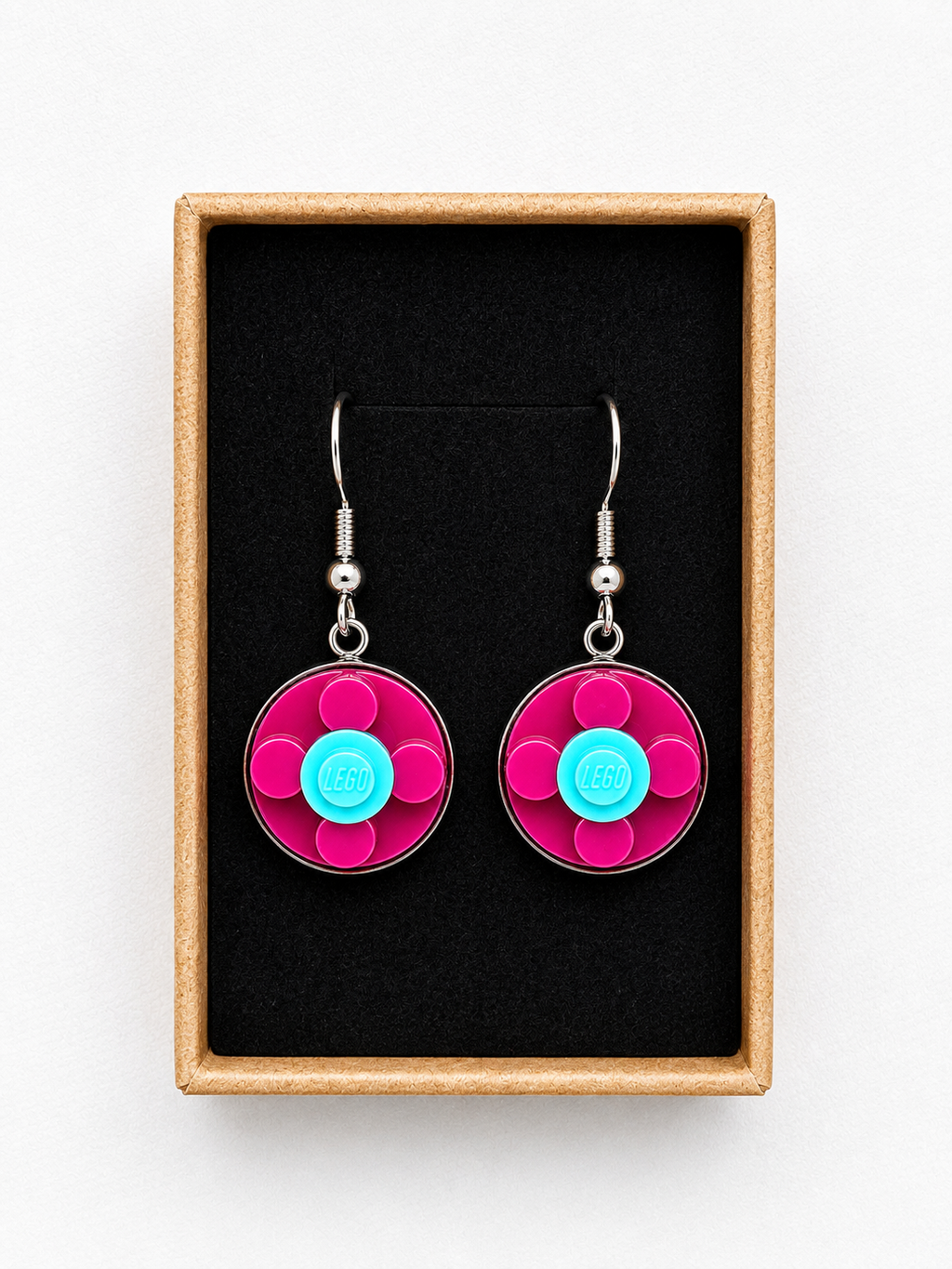 PINK & BLUE BRICK EARRINGS