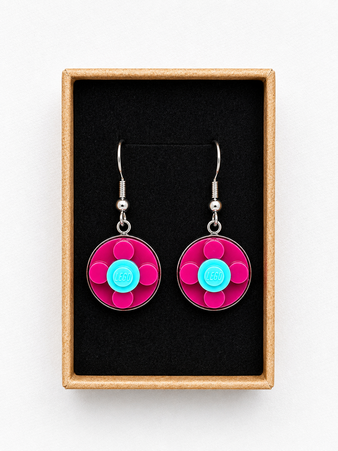 PINK & BLUE BRICK EARRINGS