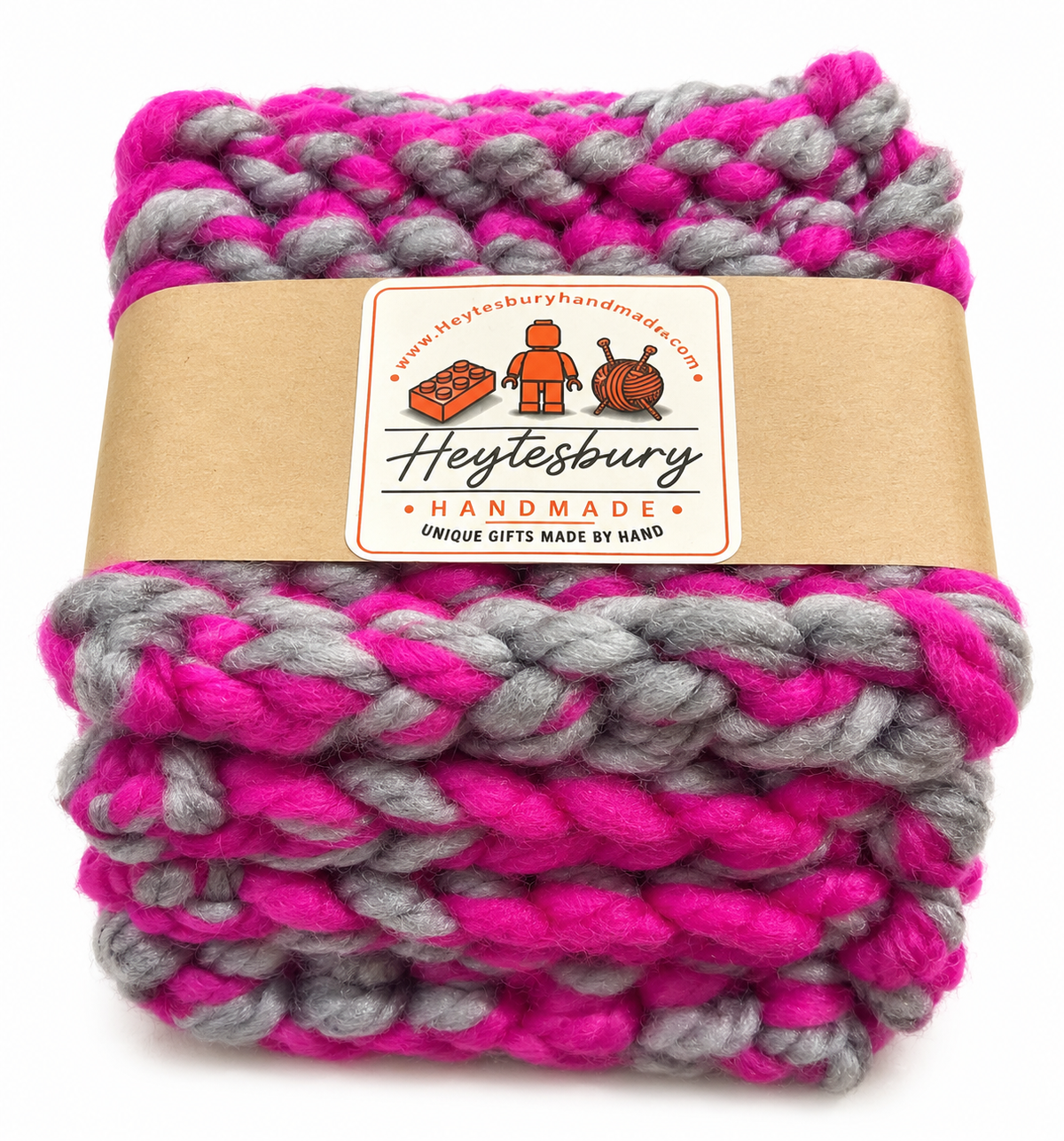 PINK & GREY HAND KNITTED COASTER SET