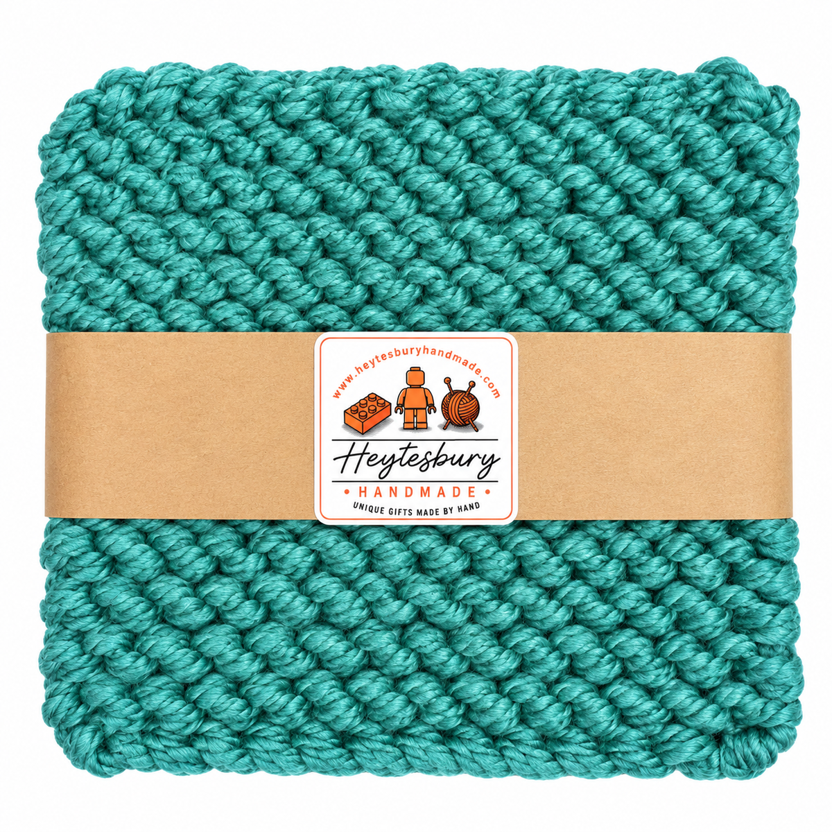 AQUA TEAL HAND KNITTED TRIVET/POT STAND